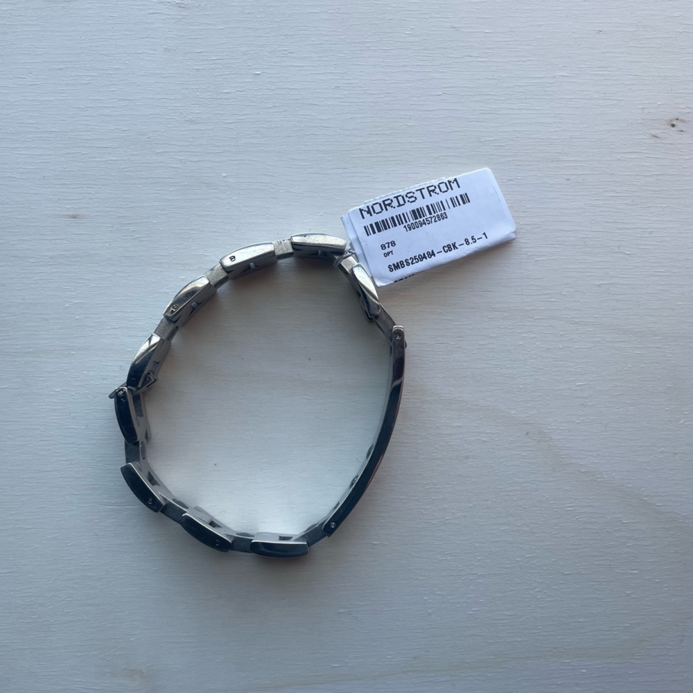 Nordstrom 8.5-Inch Grey Stainless Steel Bracelet with Quartz Accent